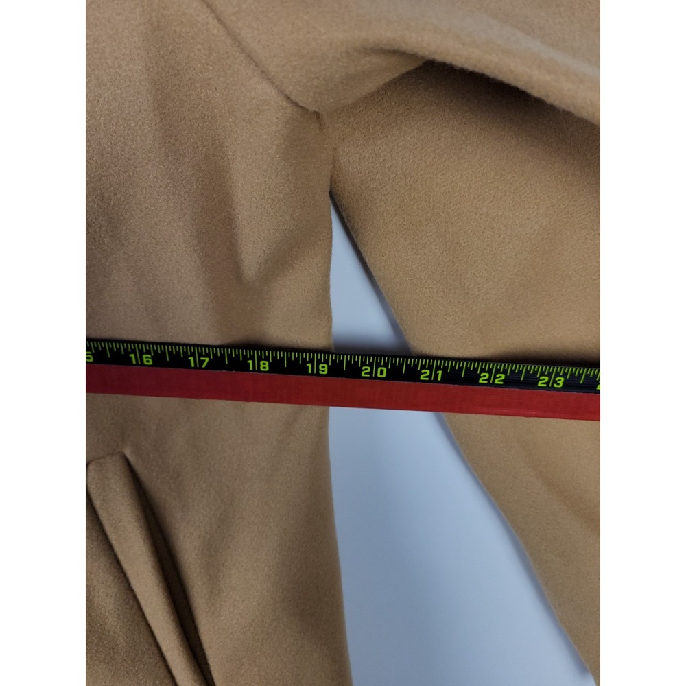 Women's Camel Peacoat XL Double Breasted Wool Look Jacket Classic Tan Coat - Picture 5 of 5